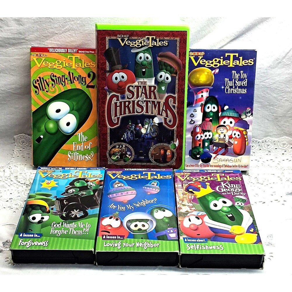 VeggieTales VHS Lot of 6 Big Idea 2002 Star of Christmas & Lessons In